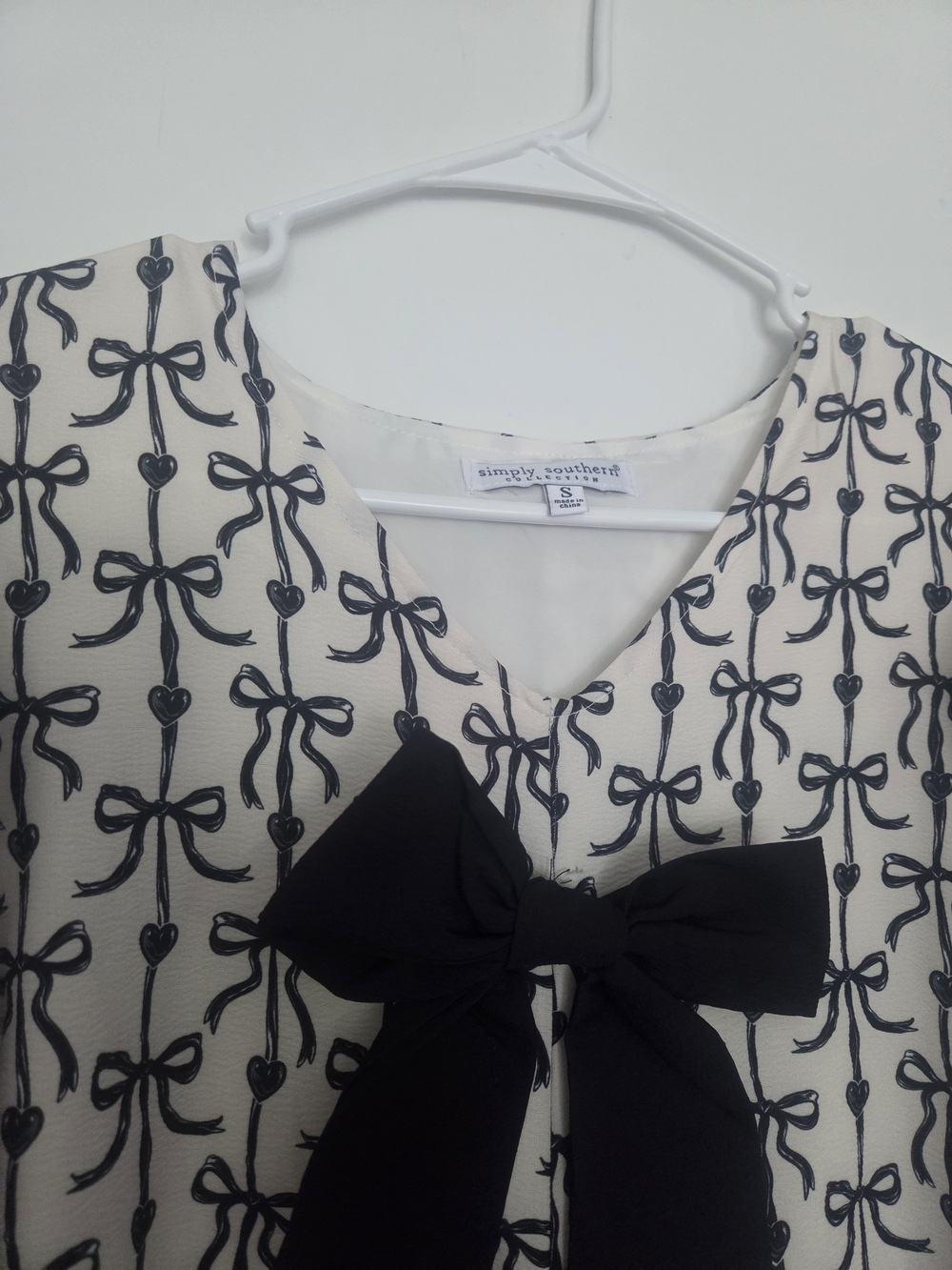 Simply Southern Bow Print Mini Dress Puff Sleeve Bows Size S - Picture 7 of 7
